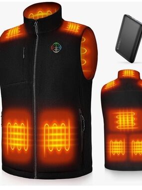 Black Heated Vest with Multiple Heating Zones Size XL